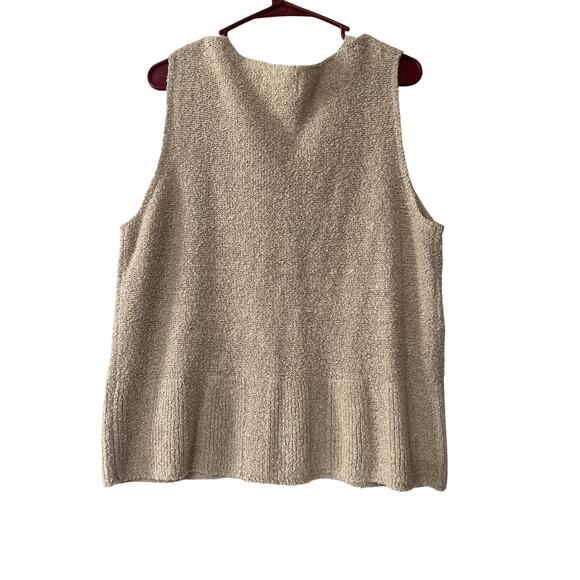 Ann Trinity Sweater Vest Silk & Linen Beige Wood Button Detail Women's XL - Picture 2 of 5